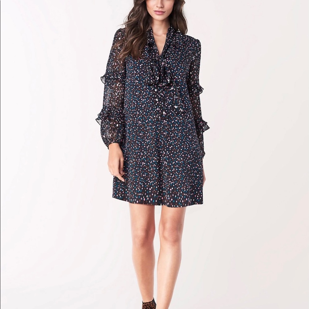 Diane Von Furstenberg Cocktail Confetti Dot Mini Silk Dress Size XS NWT
